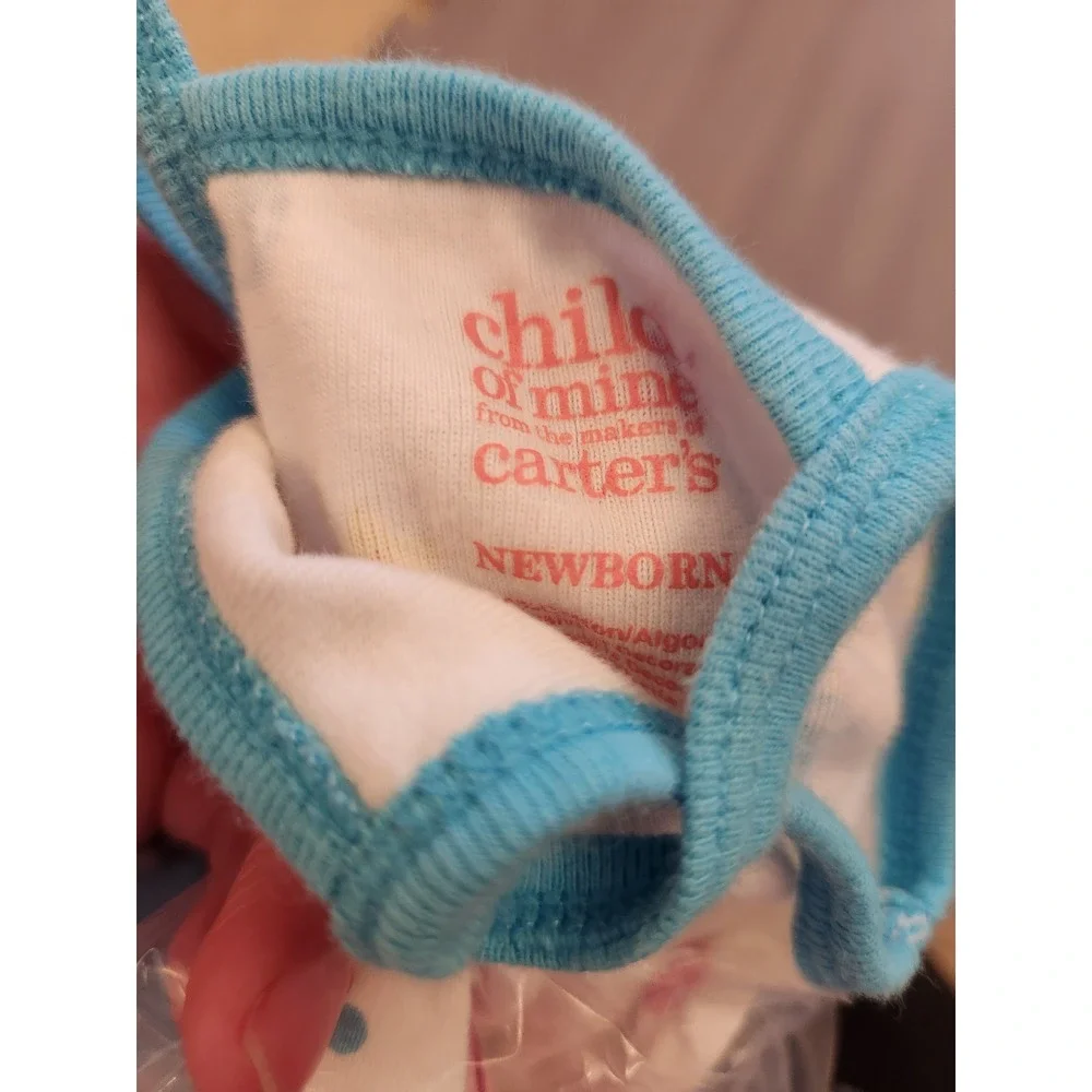 Child of Mine by Carters Newborn Girls 3pc Set Bodysuit Top Bloomers Blue‎ White